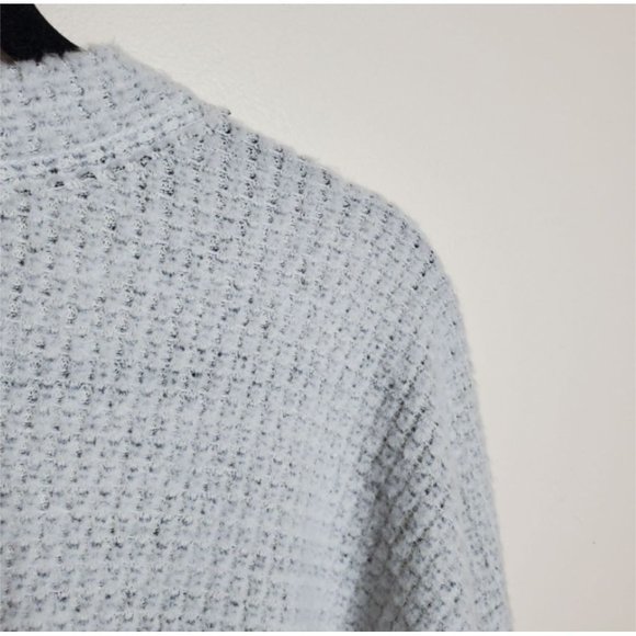 Maeve Lia Hacci Cardigan Sweater S grey open front waffle texture with raw edges - Picture 8 of 10